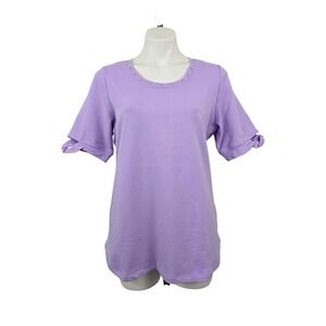 Sport Savvy Twist Elbow Sleeve Scoopneck Top‎ Purple S
